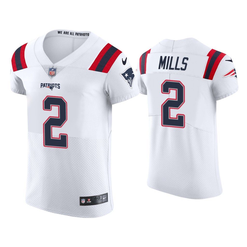 Men New England Patriots #2 Jalen Mills Nike White Vapor Elite NFL Jersey